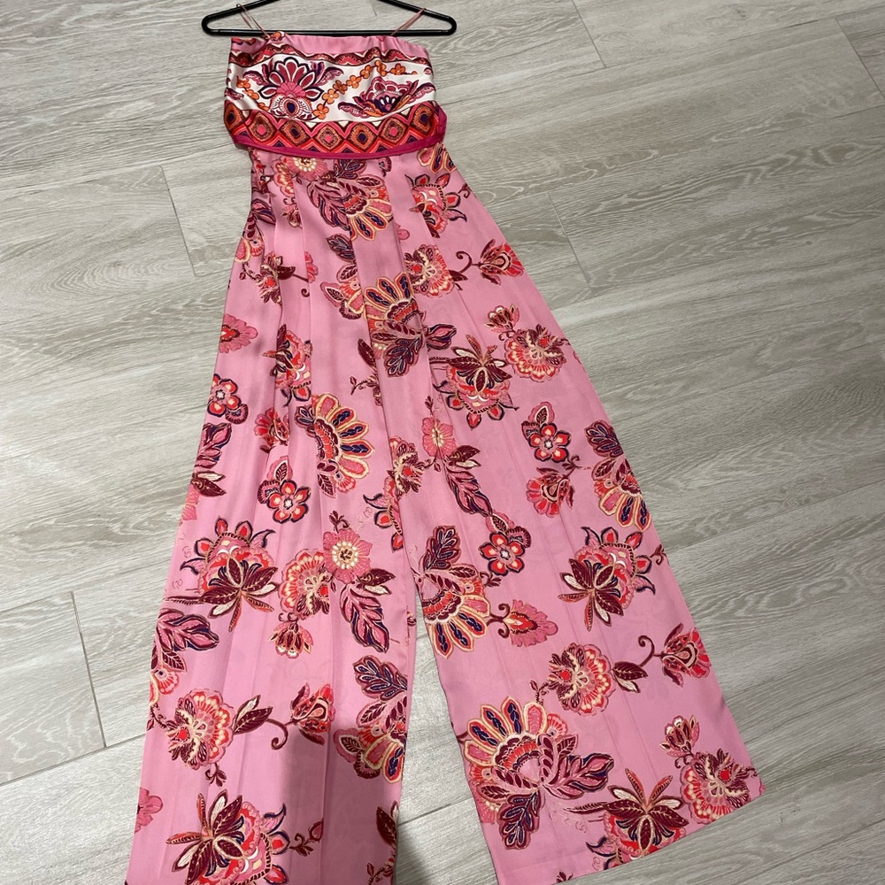 ZARA STRAPLESS FLORAL PRINT JUMPSUIT - Picture 9 of 9